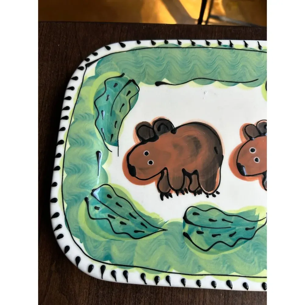 DEBRA CHERNIAWSKY CERAMIC PLATES TRAYS MOOSE BEARS POTTERY 1996 TABLE ARTS